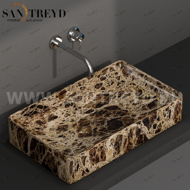 B6R63PM Накладная раковина на столешницу  прямоугольная Ceramica Globo T-EDGE