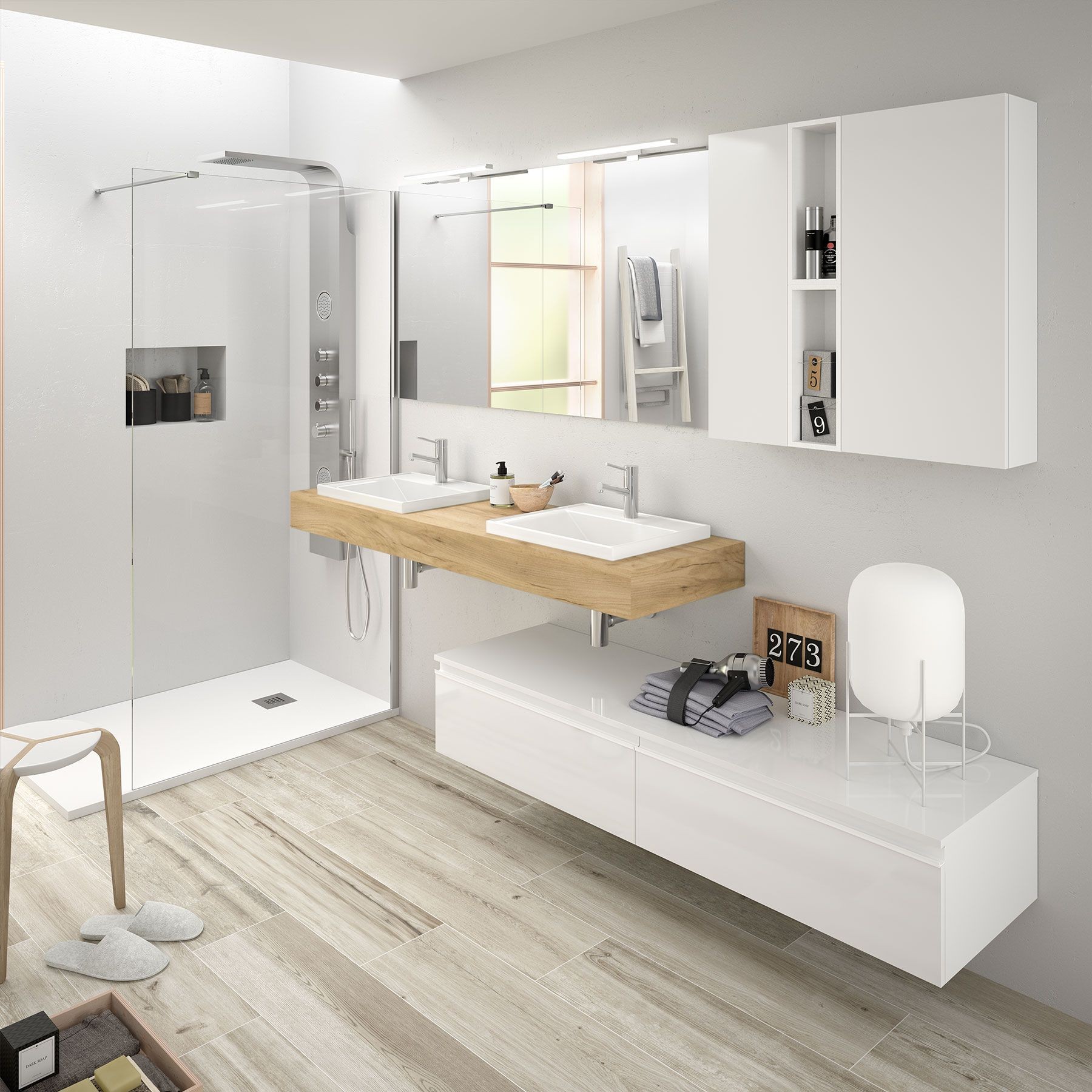 26215 SALGAR Столешница COMPAKT 46 от 1801 до 2000 мм, с 2-мя полувставными чашами ДУБ АФРИКА 