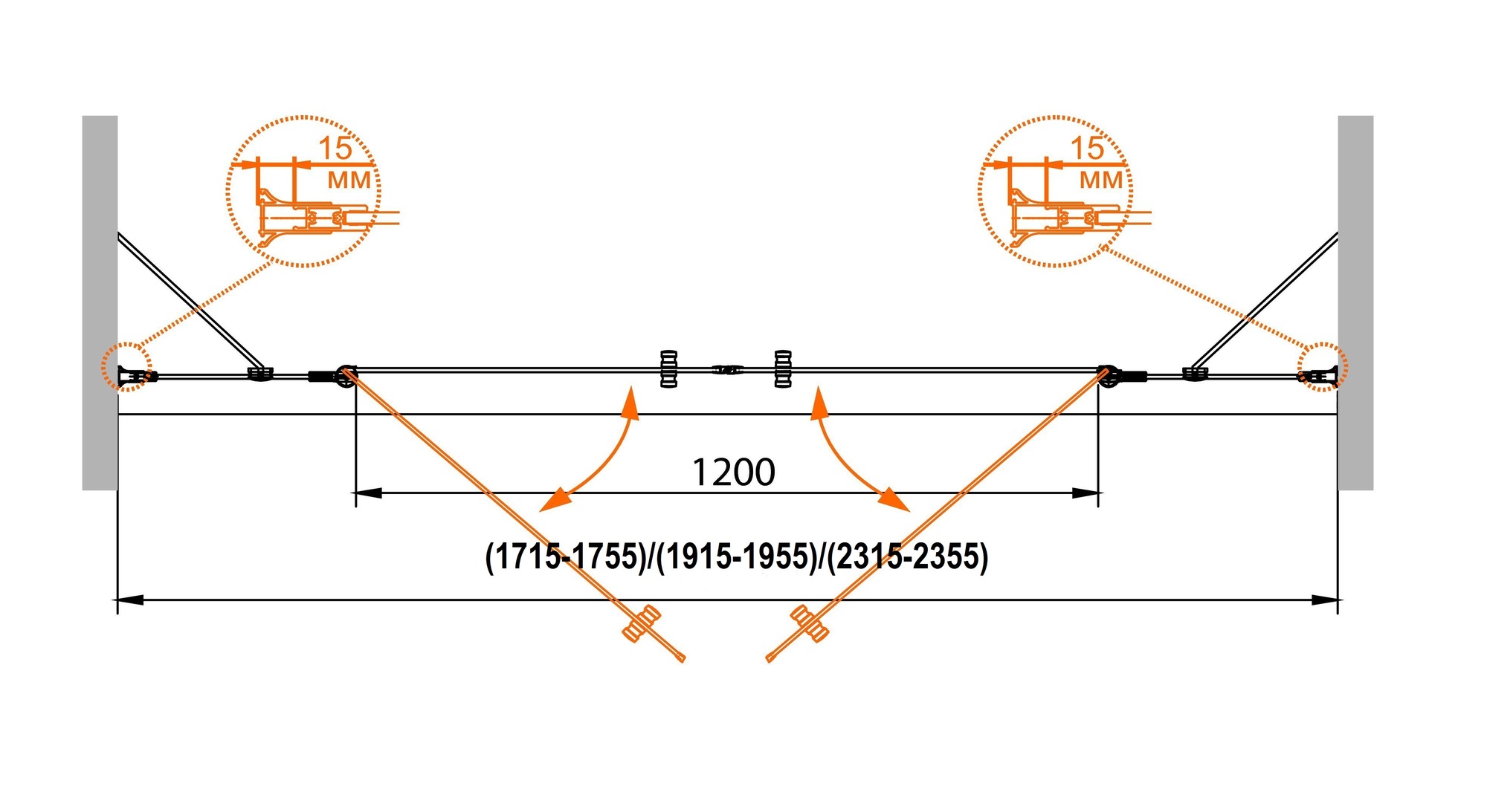 Душевая дверь в нишу CEZARES ROYAL PALACE-A-B-22-180-C-G - Вид №1
