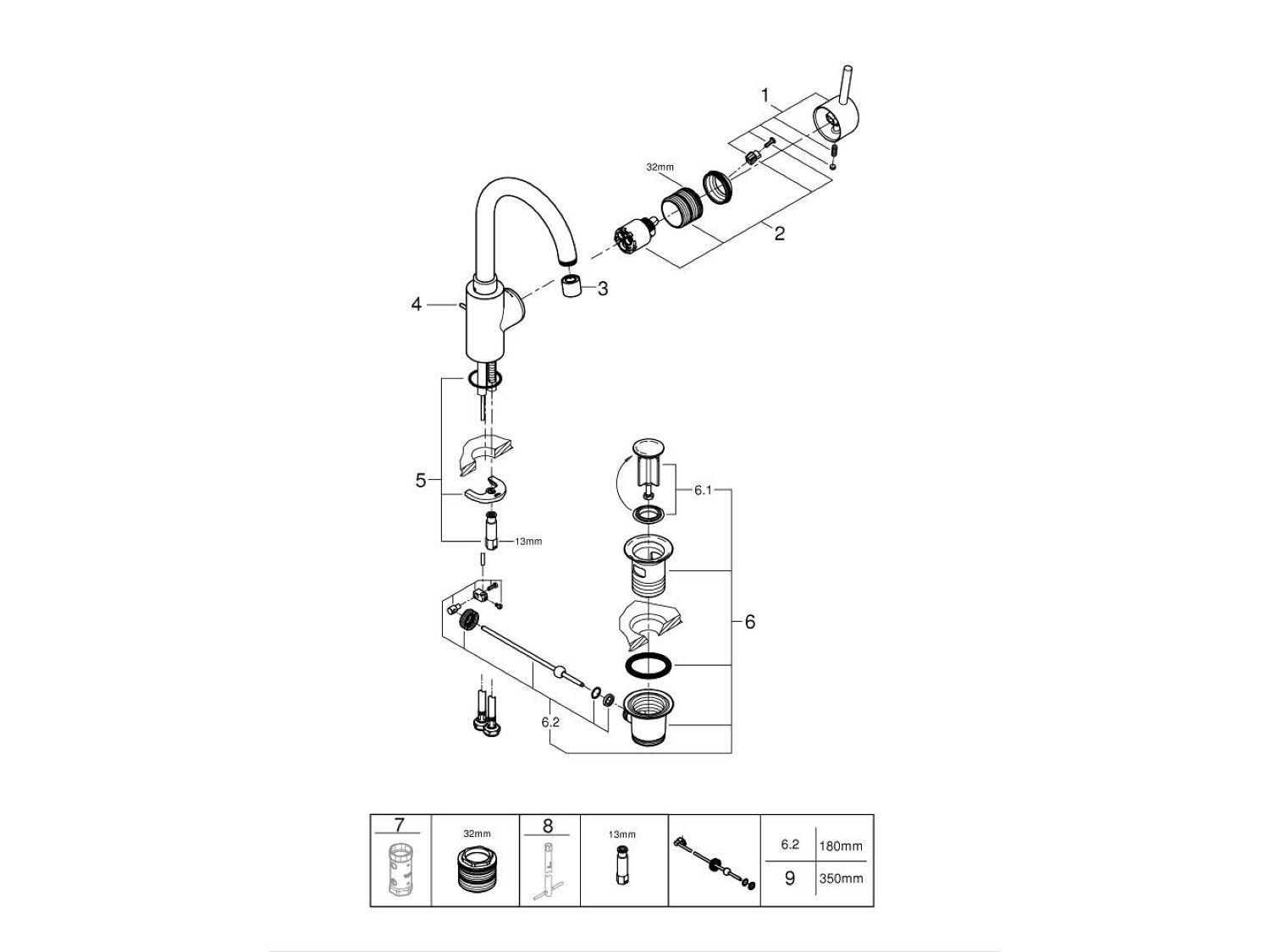 Смеситель для раковины с поворотным горлышком Grohe концепция ARCH-00144399 - Вид №3