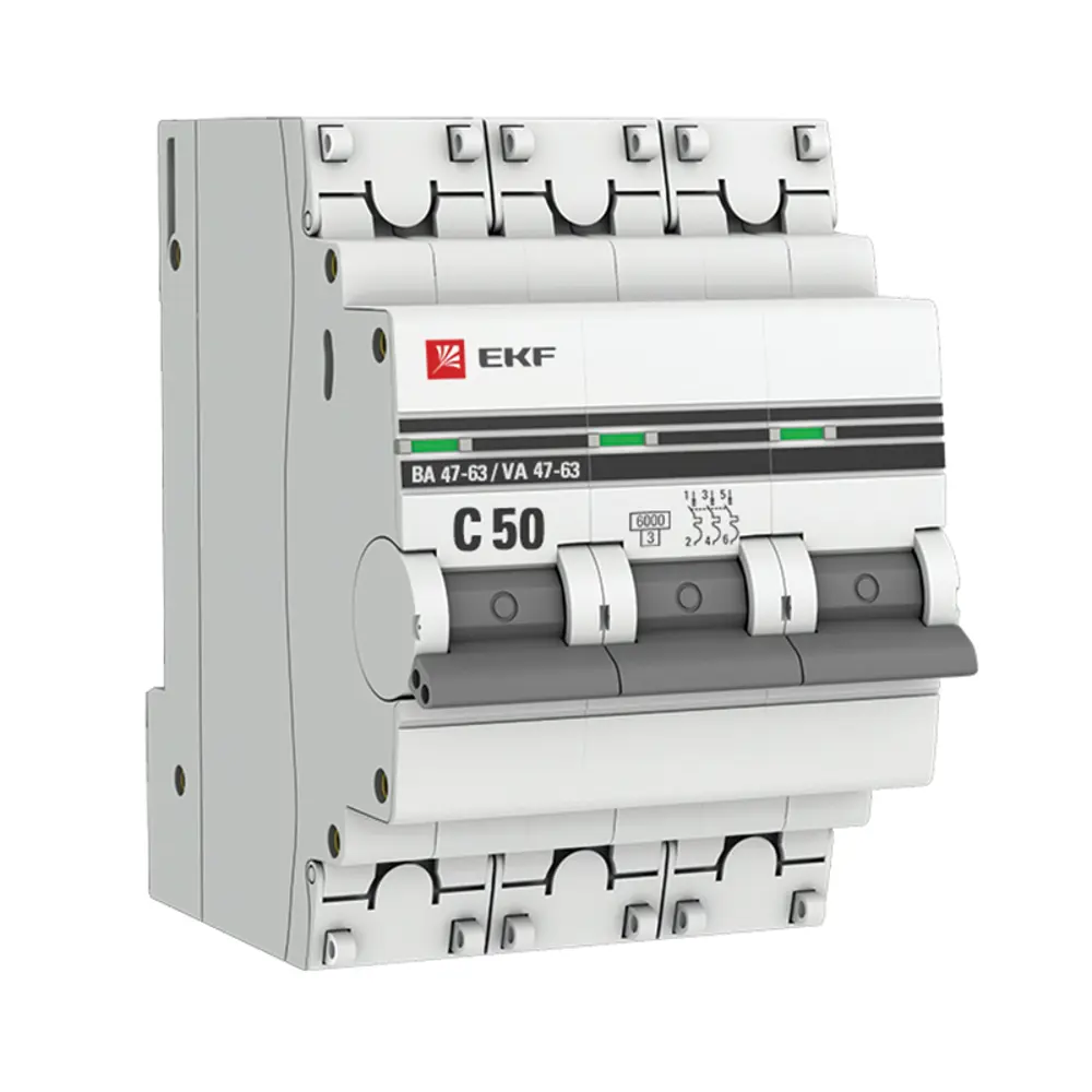 Автоматический выключатель EKF PROxima ВА47-63 3P C50 А 6 кА STLM-2068855