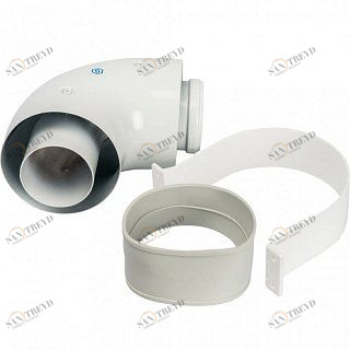 Угол дымохода STOUT 60/100 90 градусов с хомутом SCA6010000090