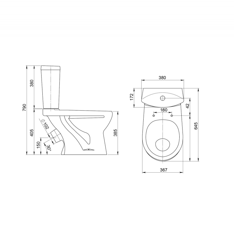 1.P401.3.S00.00B.F Компакт унитаз с бачком Белый SANTERI  Россия  - Вид №1