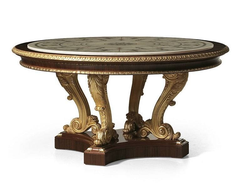 Круглый стол из розового дерева с мраморной столешницей OAK Галерея ARCH-00034450