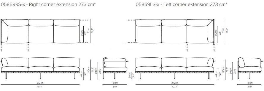 TRIBÙ Угловой диван из ткани с шезлонгом Natal alu sofa sun-id-1400871 - Вид №15
