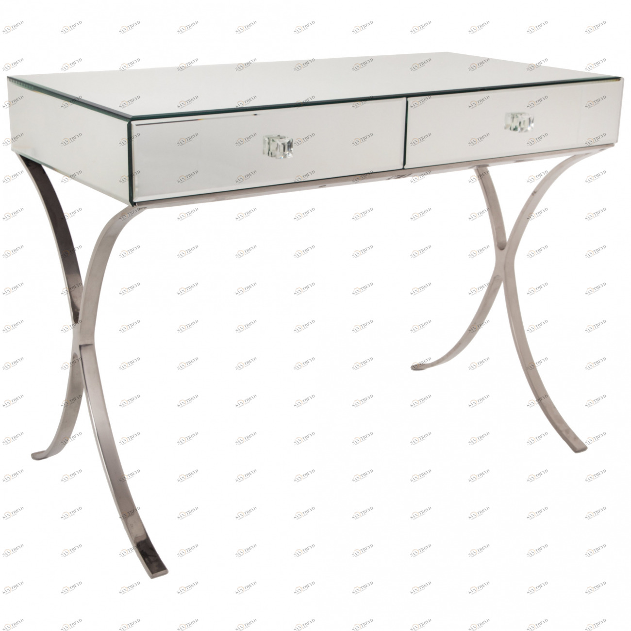 Консоль с ящиками зеркальная белая с изогнутыми ножками Sovana RVASTLEY PUSHA 060983 Белый 