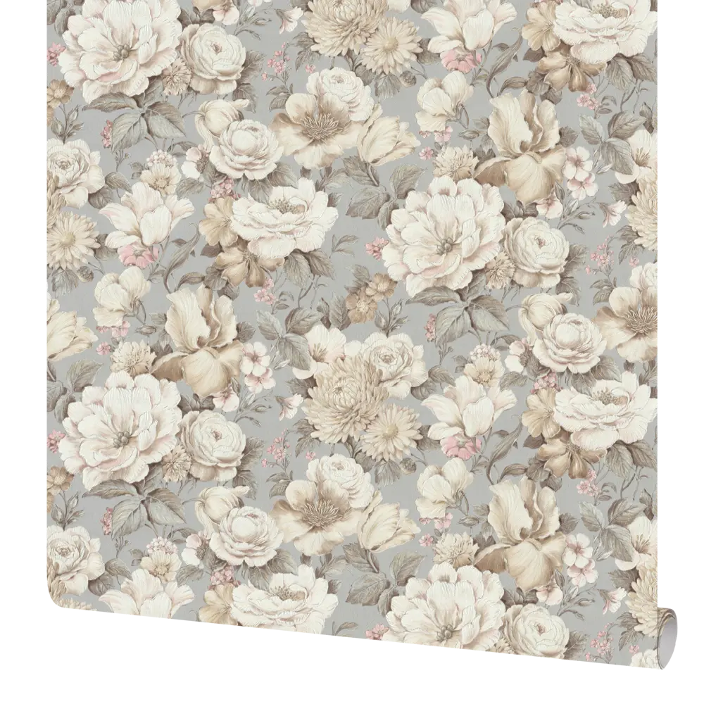 Обои флизелиновые Московская Обойная Фабрика Букет 5 серо-бежевые 1.06 м м STLM-2155979