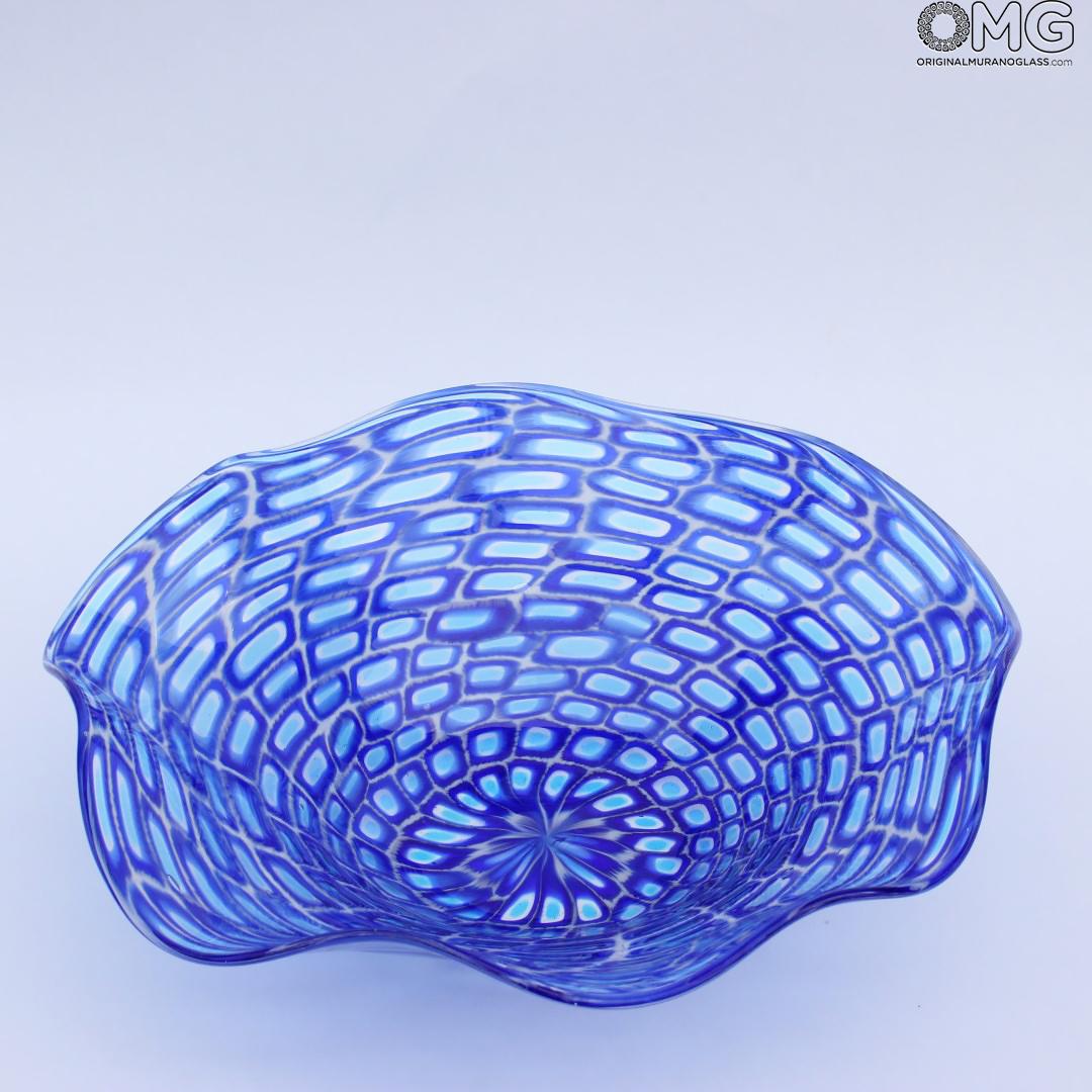 1994 ORIGINALMURANOGLASS Синяя Ваза Миллефиори - муранское стекло OMG 40 см  - Вид №1