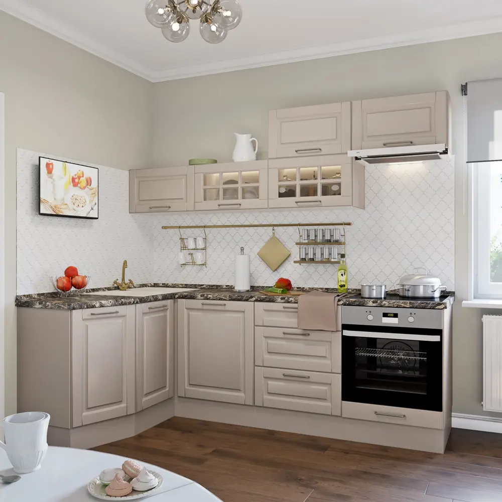 Витрина для шкафа Delinia «Леда бежевая» 40x92 см, МДФ, цвет бежевый STLM-2135703 - Вид №3