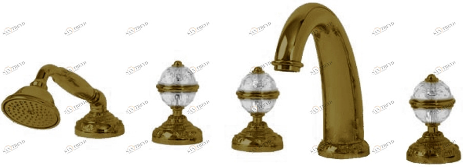 Смеситель MIGLIORE.CRistalia ML.CRS-3780.BR для ванны/душа на 5 отверстий, бронза 