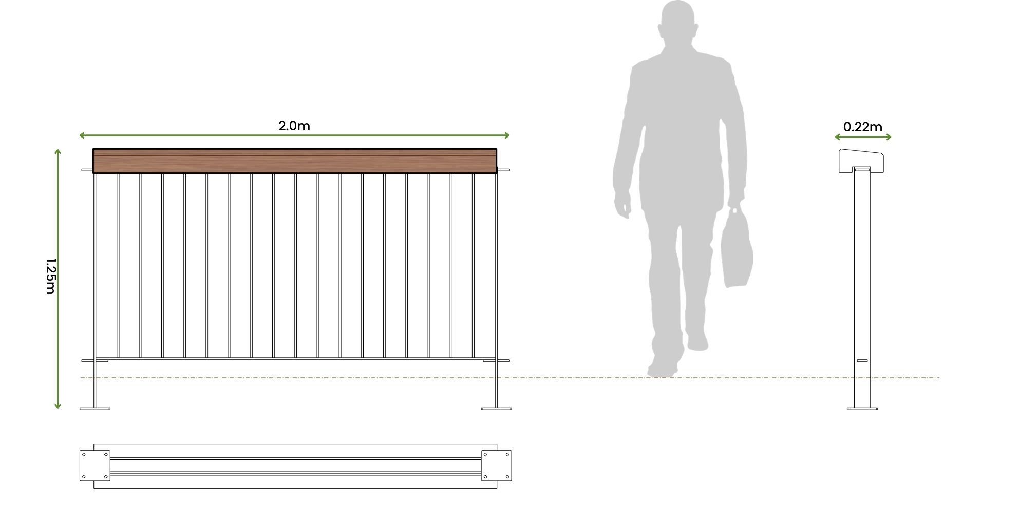 Стальной перила с порошковым покрытием Urbencéa VARN ARCH-00055330 - Вид №3