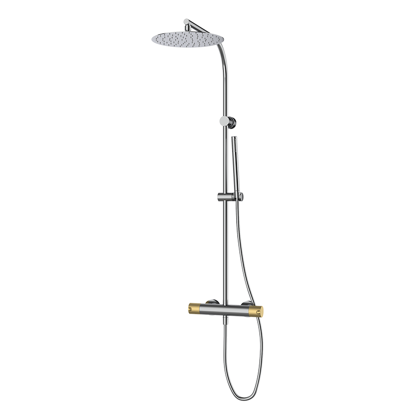 47425407 PREMIUM Chrome Мужской душ термостатический с колонкой Хромированное Золото GRB MIXERS 