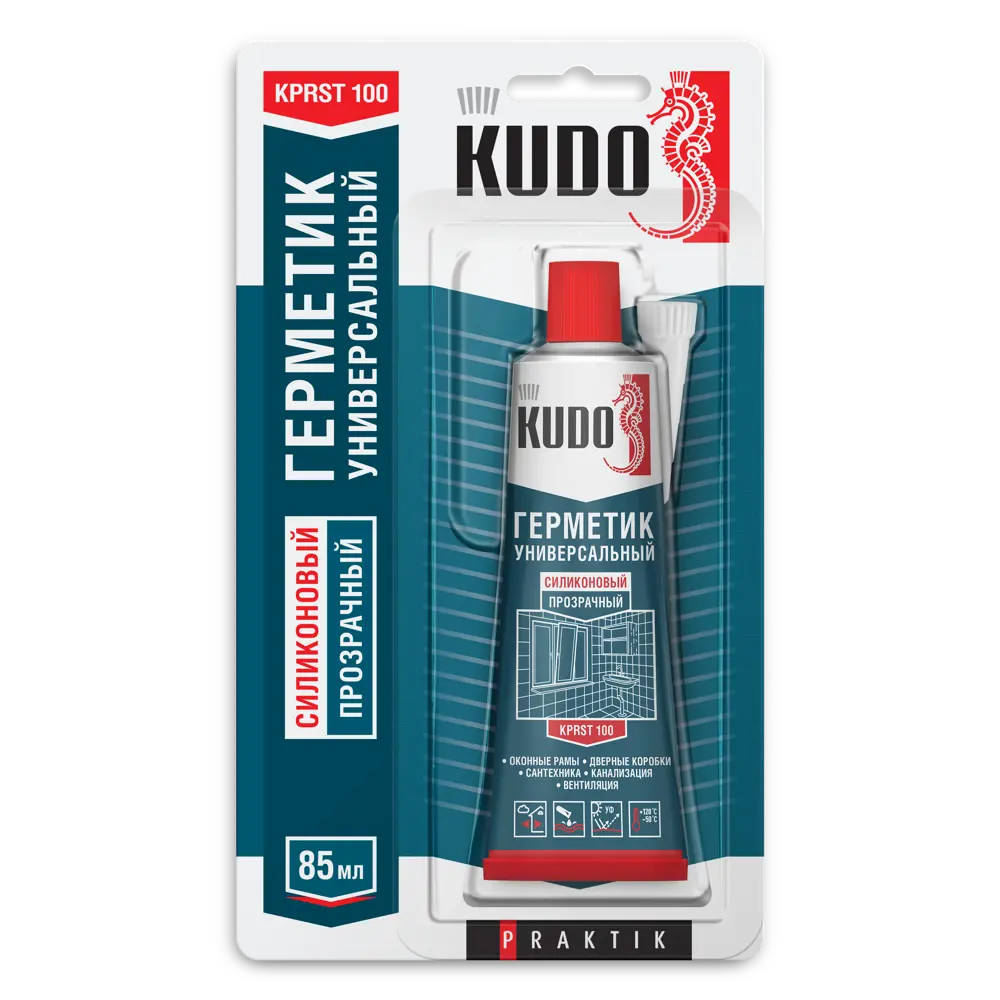Универсальный силиконовый герметик Kudo Praktik прозрачный 85 мл 84579983 STLM-0052282