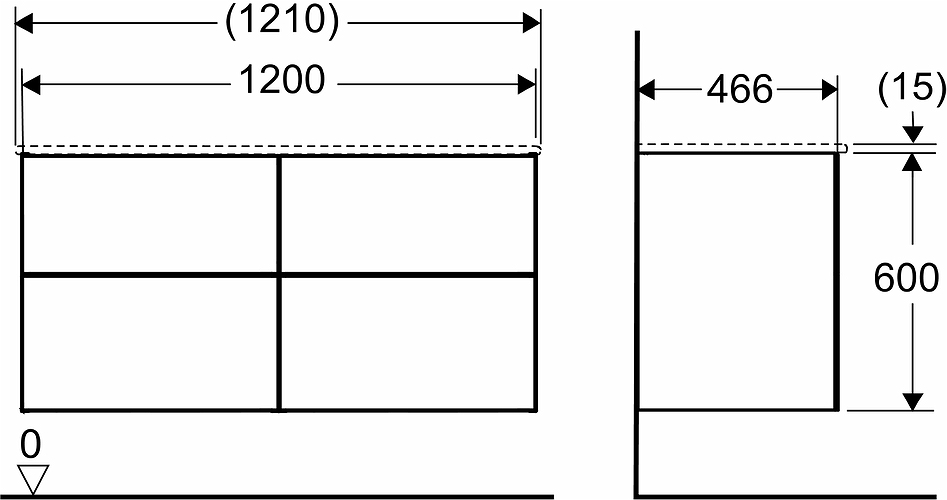 9751672111 IDO Elegant напольный шкаф для мебельной раковины с четырьмя ящиками, W = 1200 мм, черный матовый - Вид №7