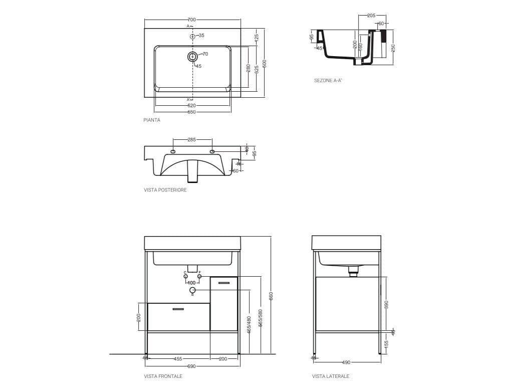 Меламиновая напольная раковина с ящиками COLAVENE Alaqua ARCH-00144857 - Вид №3