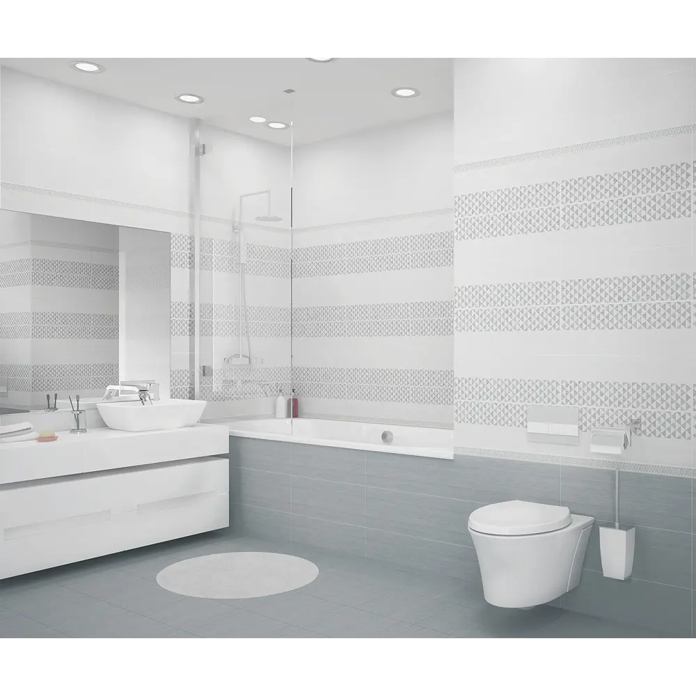 Бордюр настенный Azori Riviera Dew 50.5x3.5 см матовый цвет серый STLM-2093037