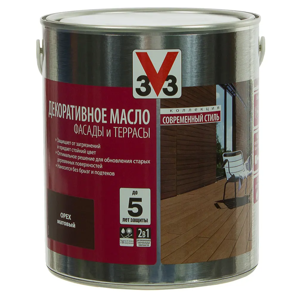 Масло для террас V33 цвет орех 2.5 л STLM-2150870