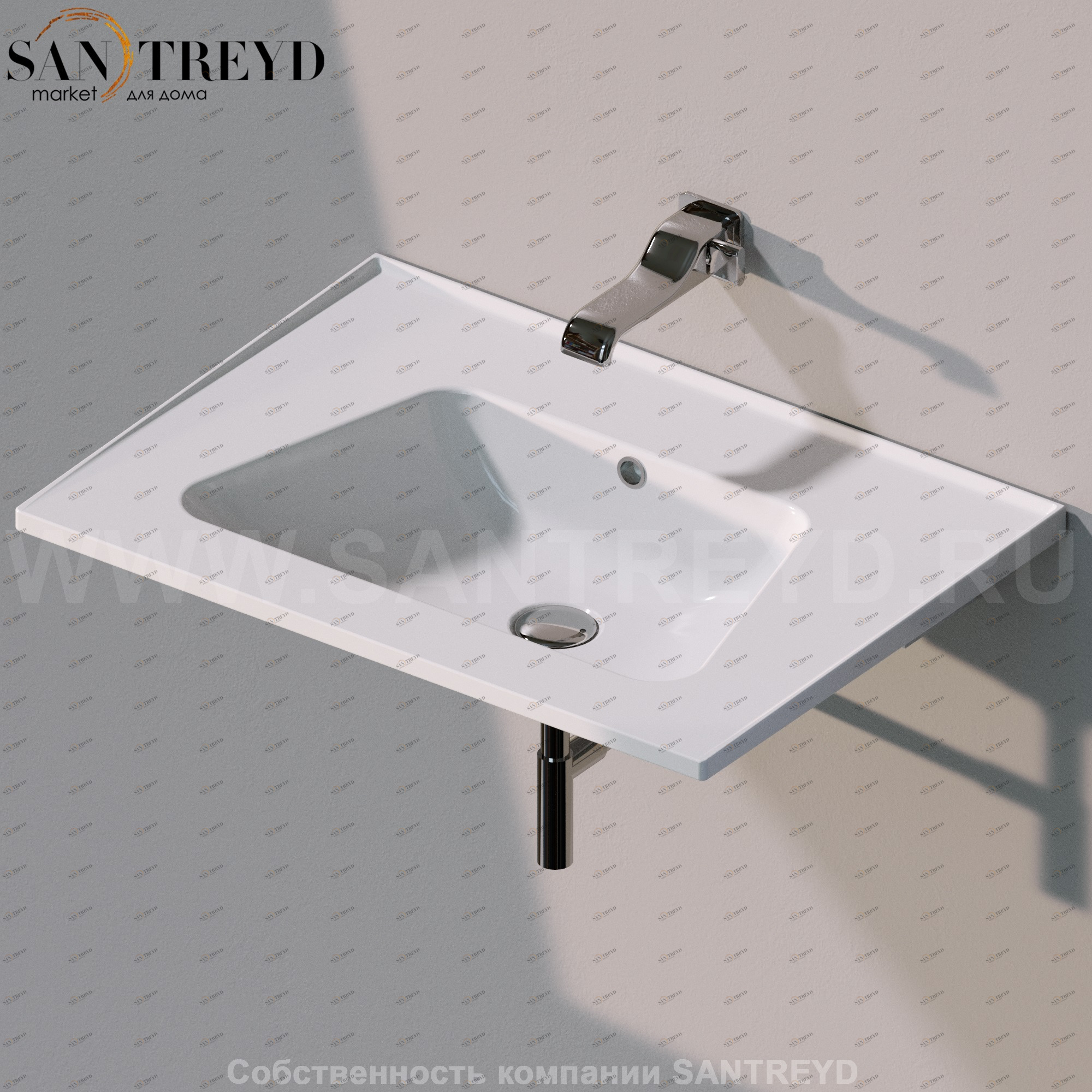 BM70L9016 Подвесная раковина настенная прямоугольная Ceramica Flaminia Bloom белая