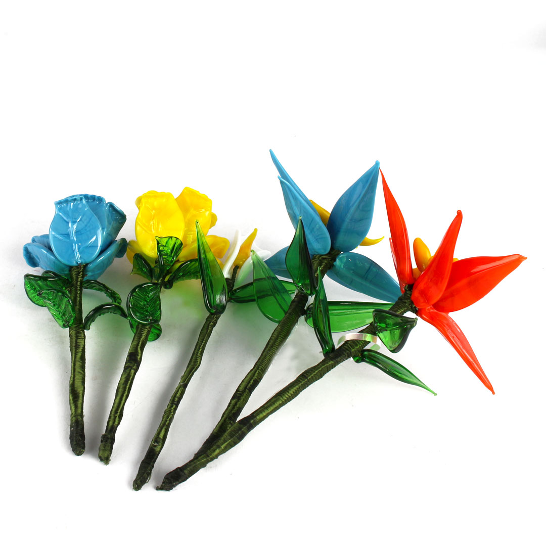 4271 ORIGINALMURANOGLASS Декоративная красная орхидея - муранское стекло OMG 15 см  - Вид №1