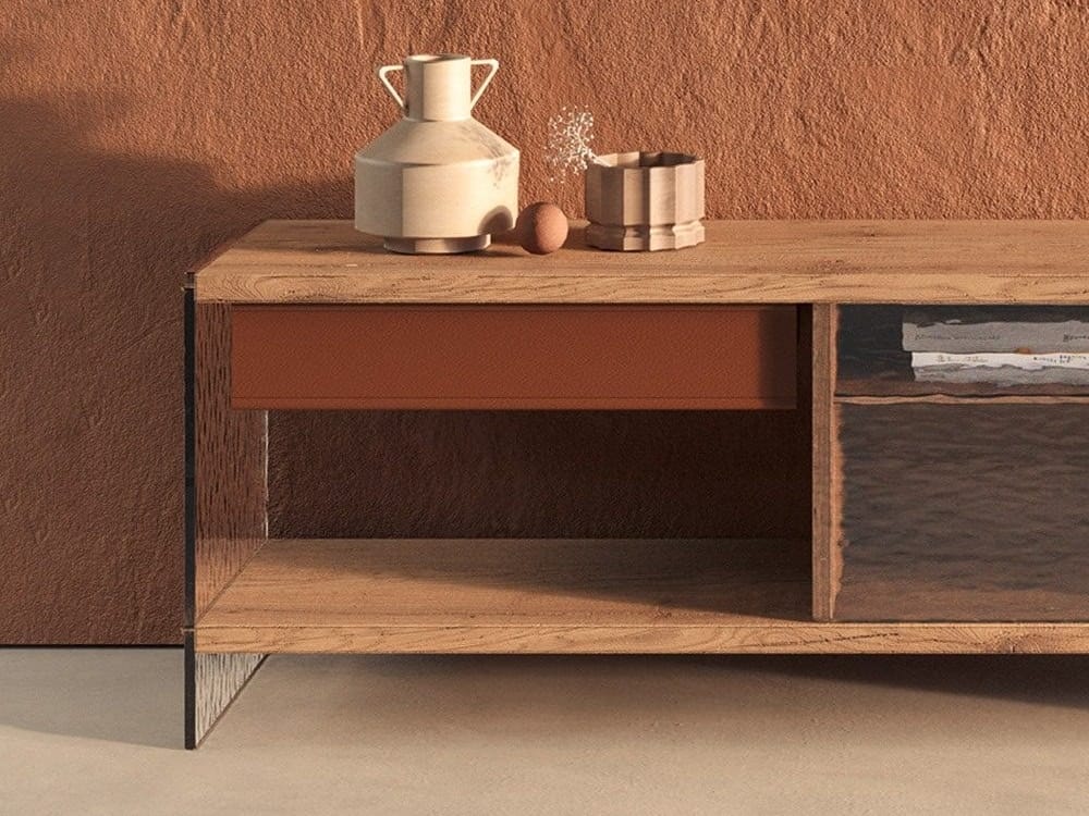 Шкаф для телевизора из дерева и терракотового стекла Naturedesign Origin ARCH-00029656 - Вид №2