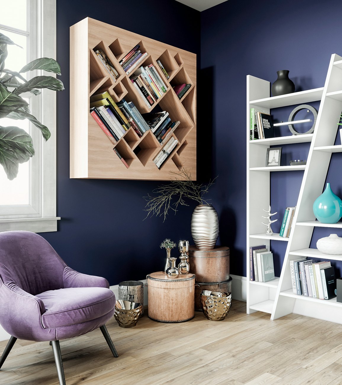 Стеллаж для книг черный "Геометрия" от Odingeniy ODINGENIY ГЕОМЕТРИЯ 178302 Черный  - Вид №1