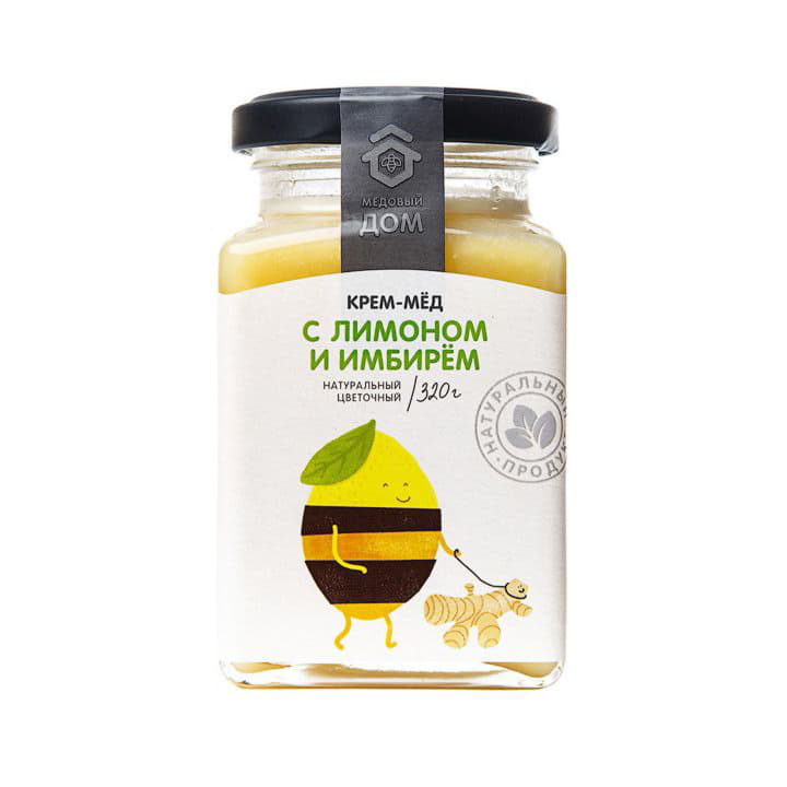 Крем мёд с лимоном и имбирем цветочный Медовый дом Santreyd 9391