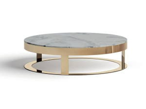 Низкий столик из металла и мрамора