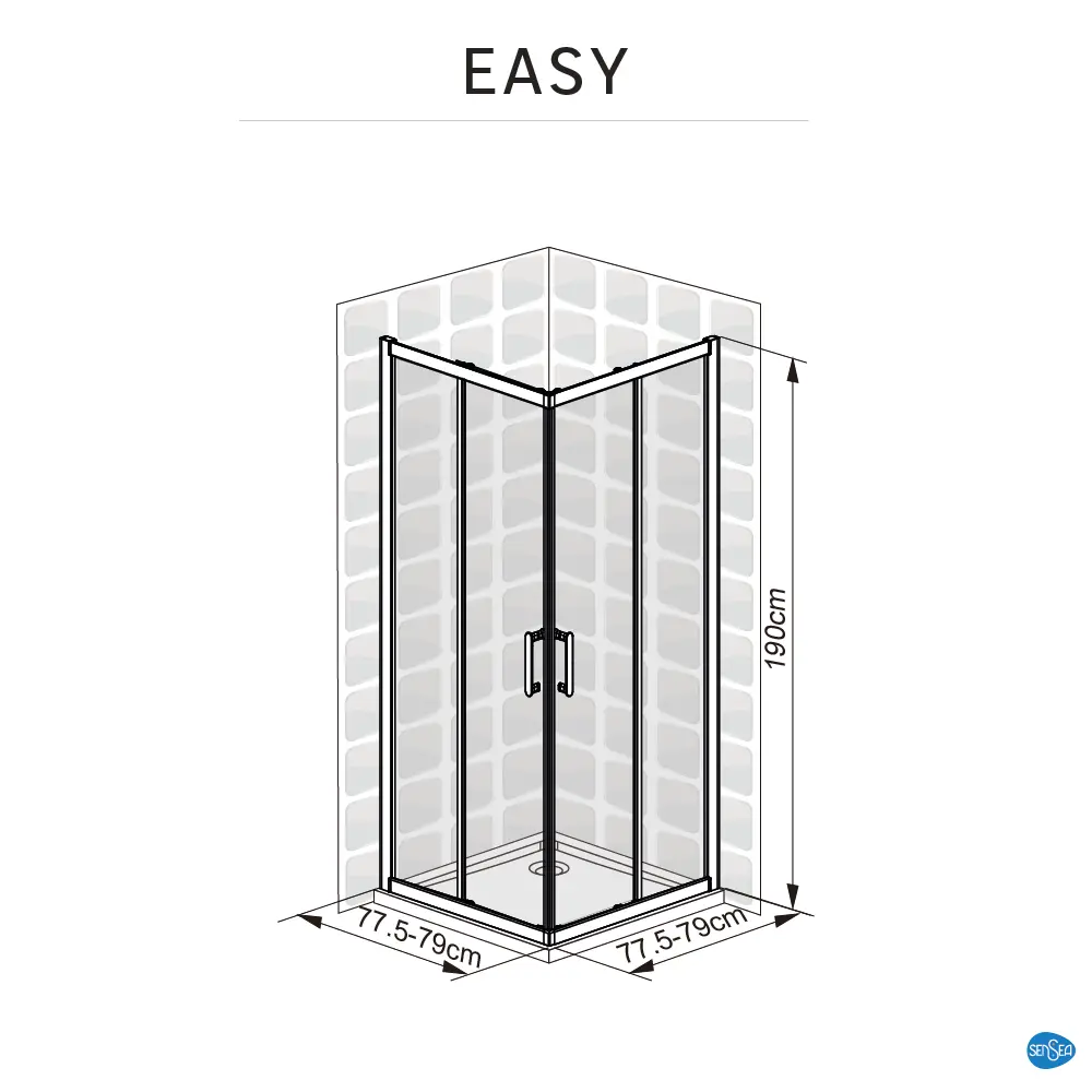 Комплект стекол для душевой ширмы Sensea Easy 80x80 см прозрачное стекло, цвет профиля на выбор 85868663 STLM-2062786 - Вид №20