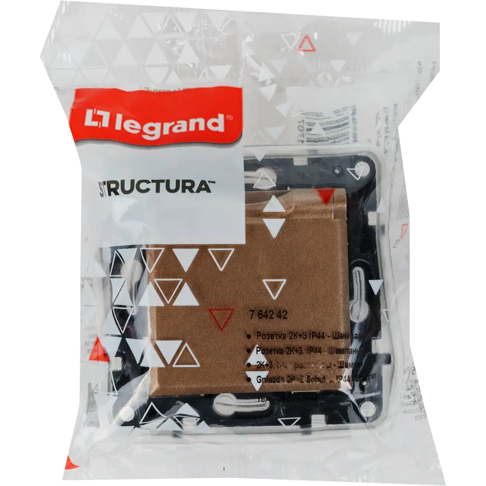 Розетка с заземлением IP44 - Legrand Structura - со шторками с защитной крышкой 16А 250В винтовые зажимы - шампань 82064626 STLM-2180648 - Вид №6