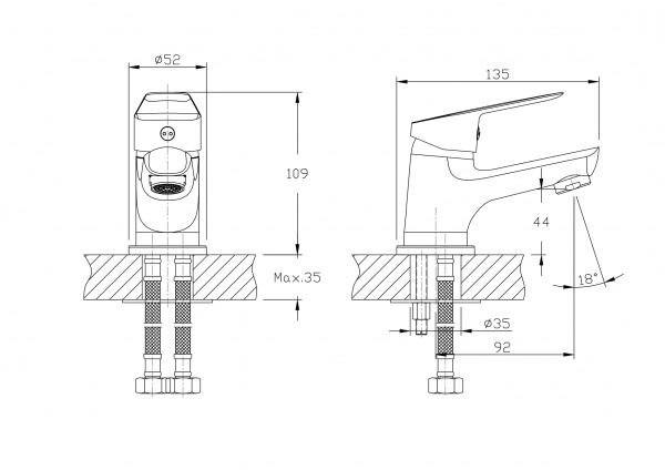 Смеситель для раковины Rush Disco DI6935-11 хром 1152219 - Вид №1