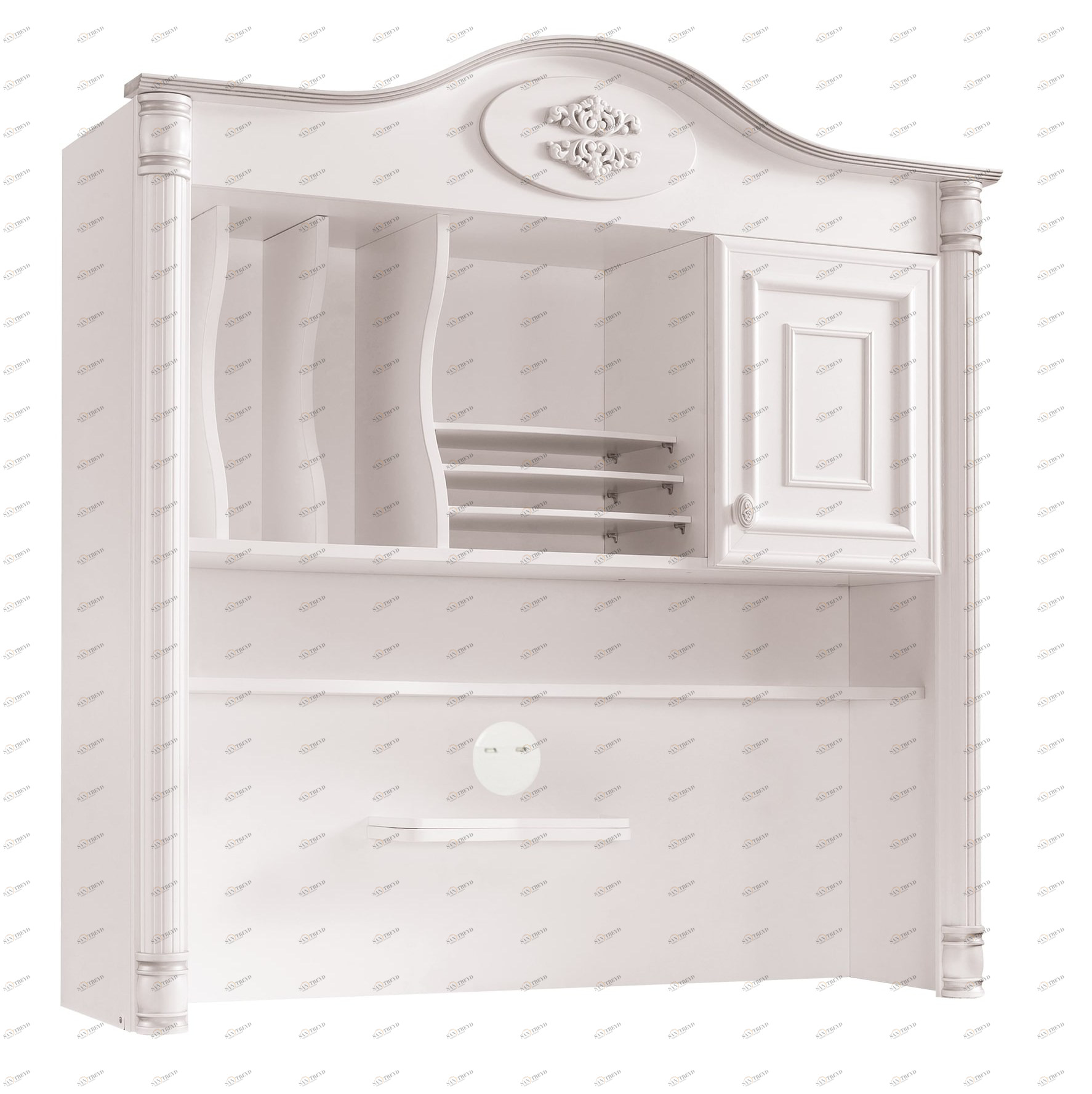 Надстройка для письменного стола белая 117 см с дверцей Romantic CILEK ROMANTIC 00-3832396 Белый Santreyd