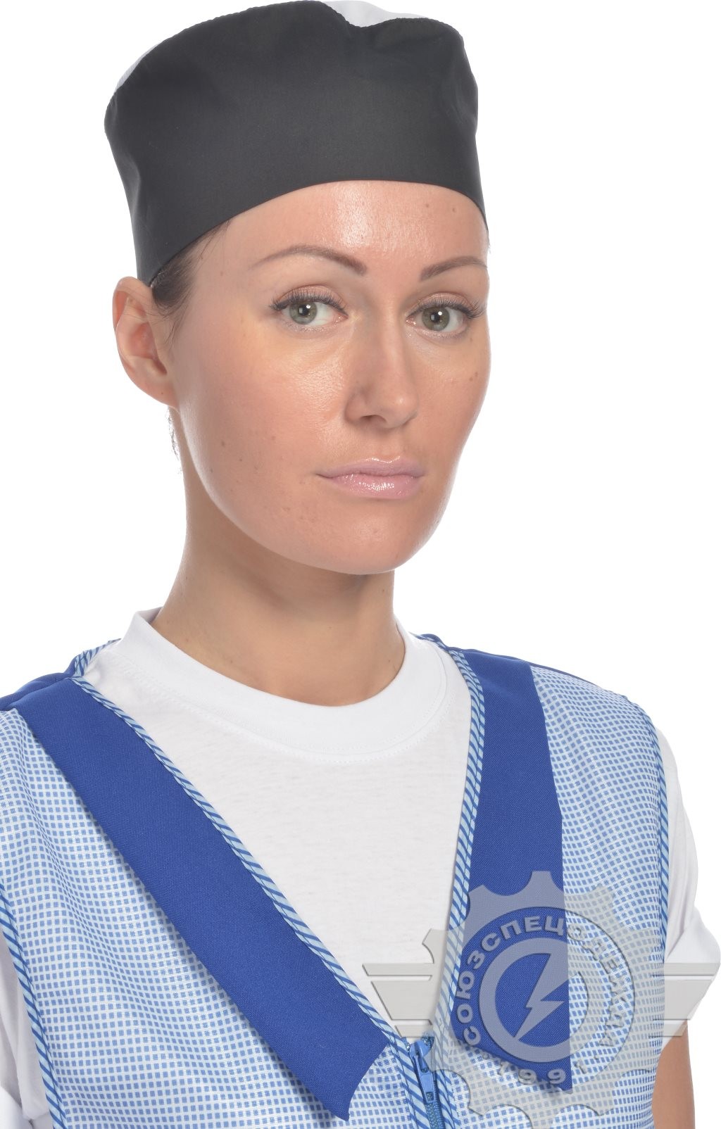 61160 Головной убор "Таблетка" ткань "Тиси" черно-белая  Повар  размер 55-56 Спецодежда  - Вид №2