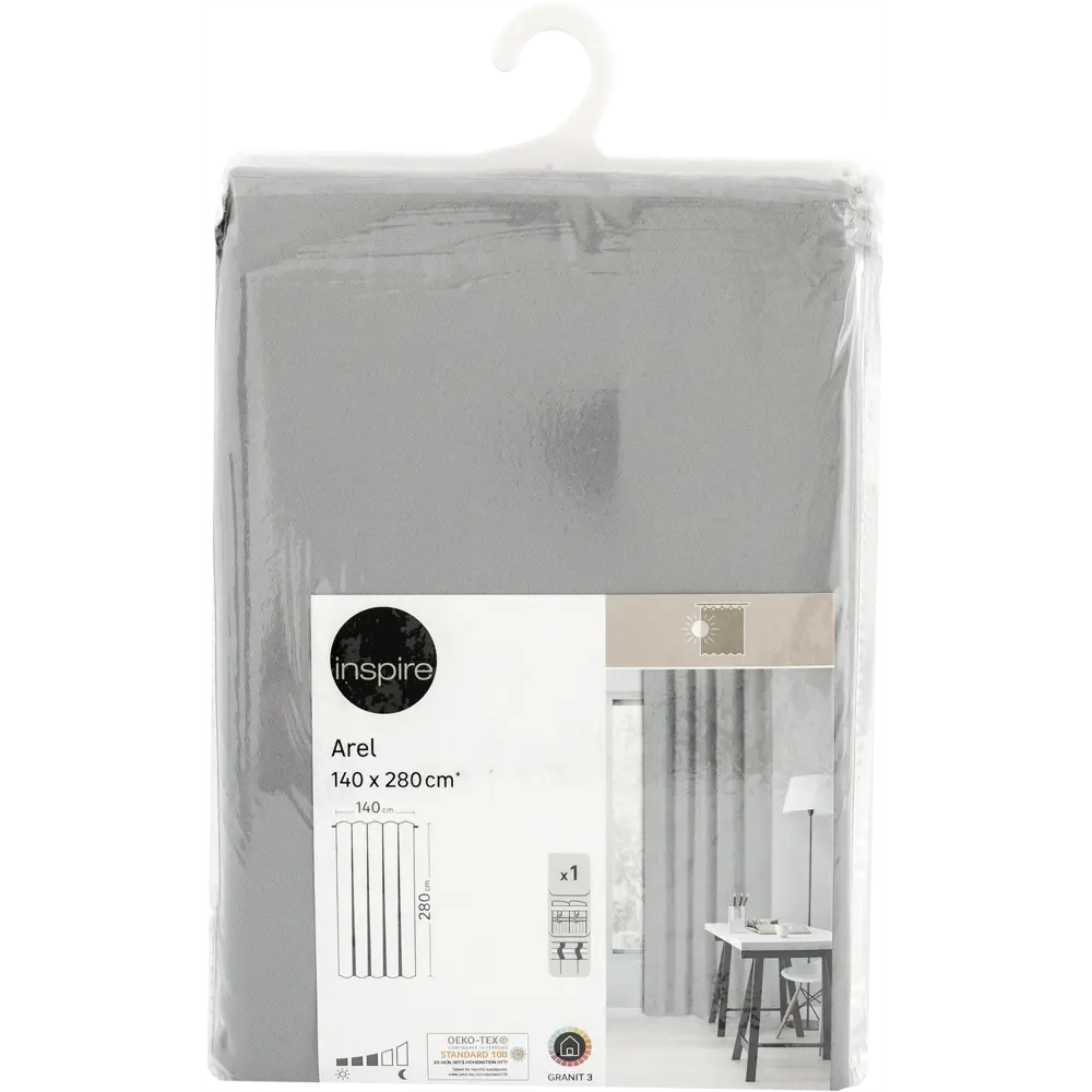 Штора INSPIRE Arel Granit 3 - серый димаут 140x280 см со скрытой лентой 84855307 STLM-0056155 - Вид №7