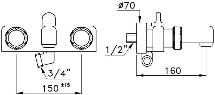 RUBINETTERIE STELLA Смеситель для ванны с автоматическим переключателем Timeaster Ta02000 - Вид №1