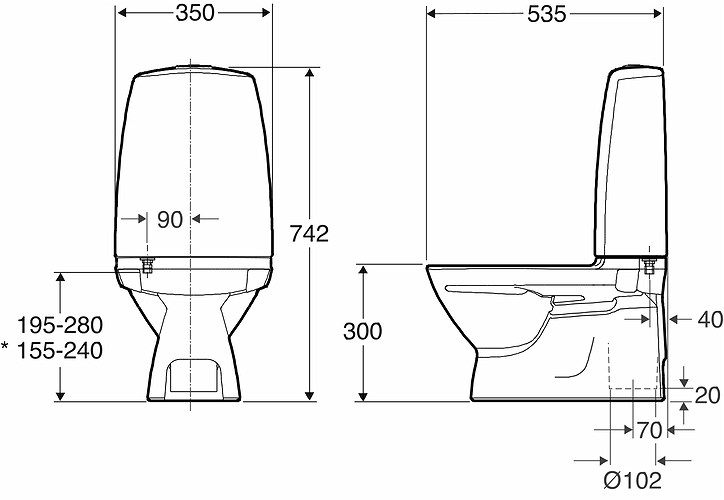 682001811 Компакт унитаз с бачком Белый IFO  Швеция  - Вид №3