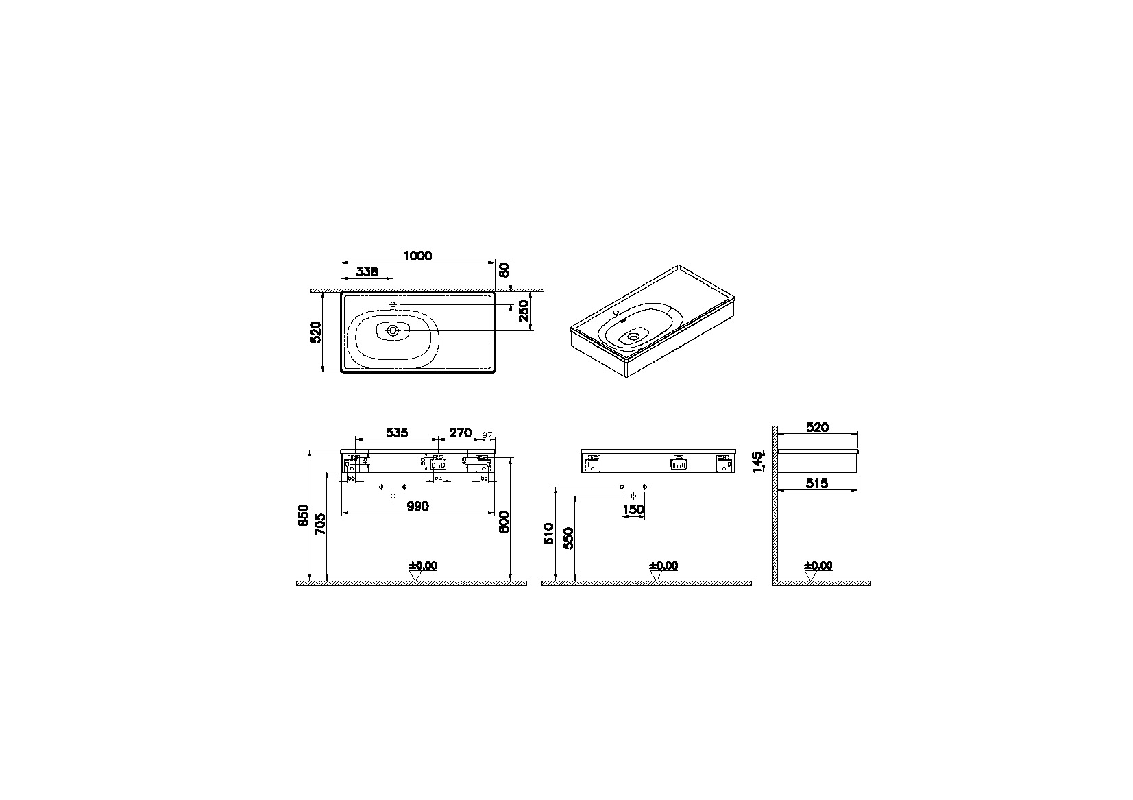 66040 Раковина Vitraglobal Equal - Вид №1
