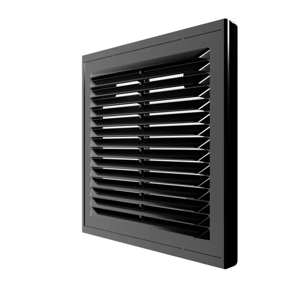 Вентиляционная решетка с сеткой Era Р 150x150 мм пластик цвет черный STLM-2106247