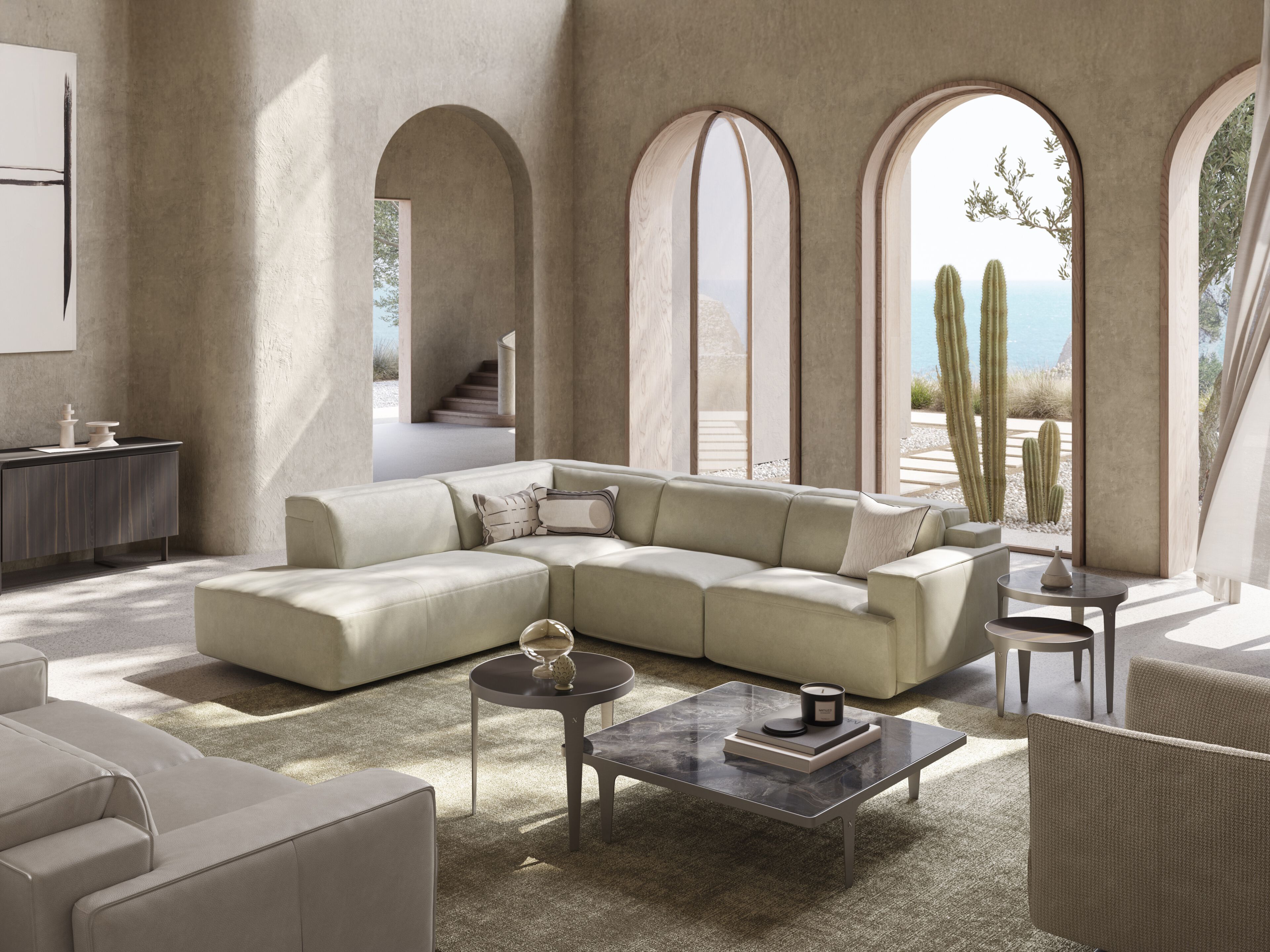 Угловой диван с откидной спинкой из ткани Natuzzi Italia IAGO ARCH-00131625 - Вид №3