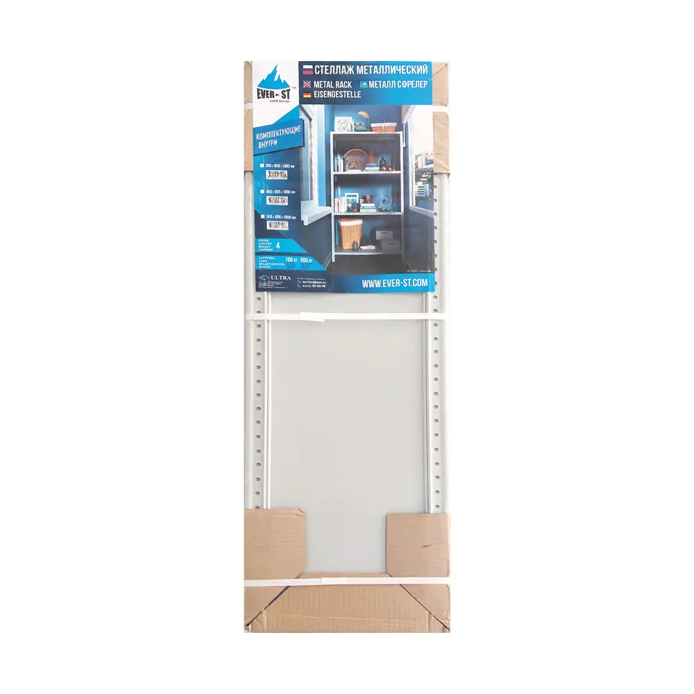 Стеллаж металлический 4 полки 180x80x50 см цвет серый нагрузка 100 кг на полку 89348800 STLM-2097594 Everest  - Вид №4