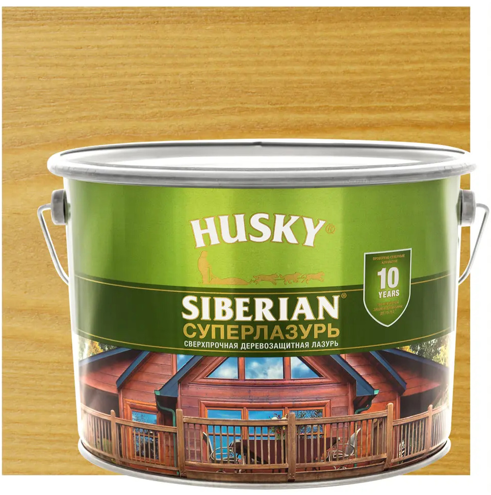 84392245 Лазурь для дерева Husky Siberian Суперлазурь цвет дуб 9 л STLM-0049178