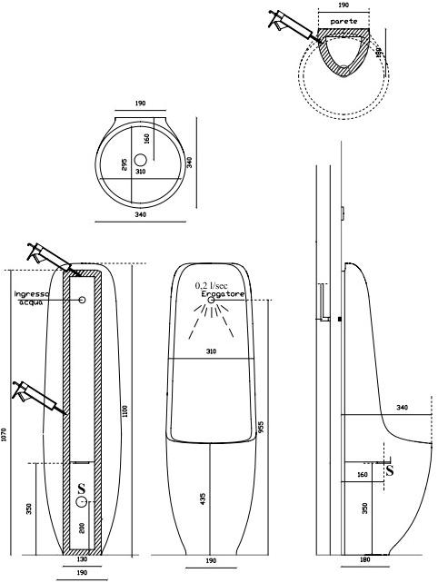 7116 Настенный писсуар, уринал с мушкой Galassia Ergo - Вид №1