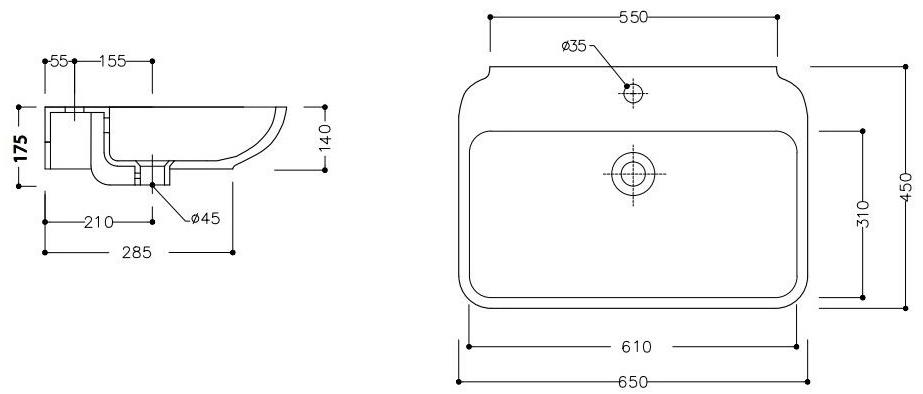 Cle4365101 Подвесная раковина настенная овальная Olympia Ceramica CLEAR белая - Вид №4