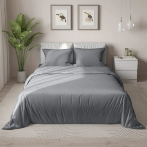Комплект постельного белья НТК Евро полисатин графитовый 89404958