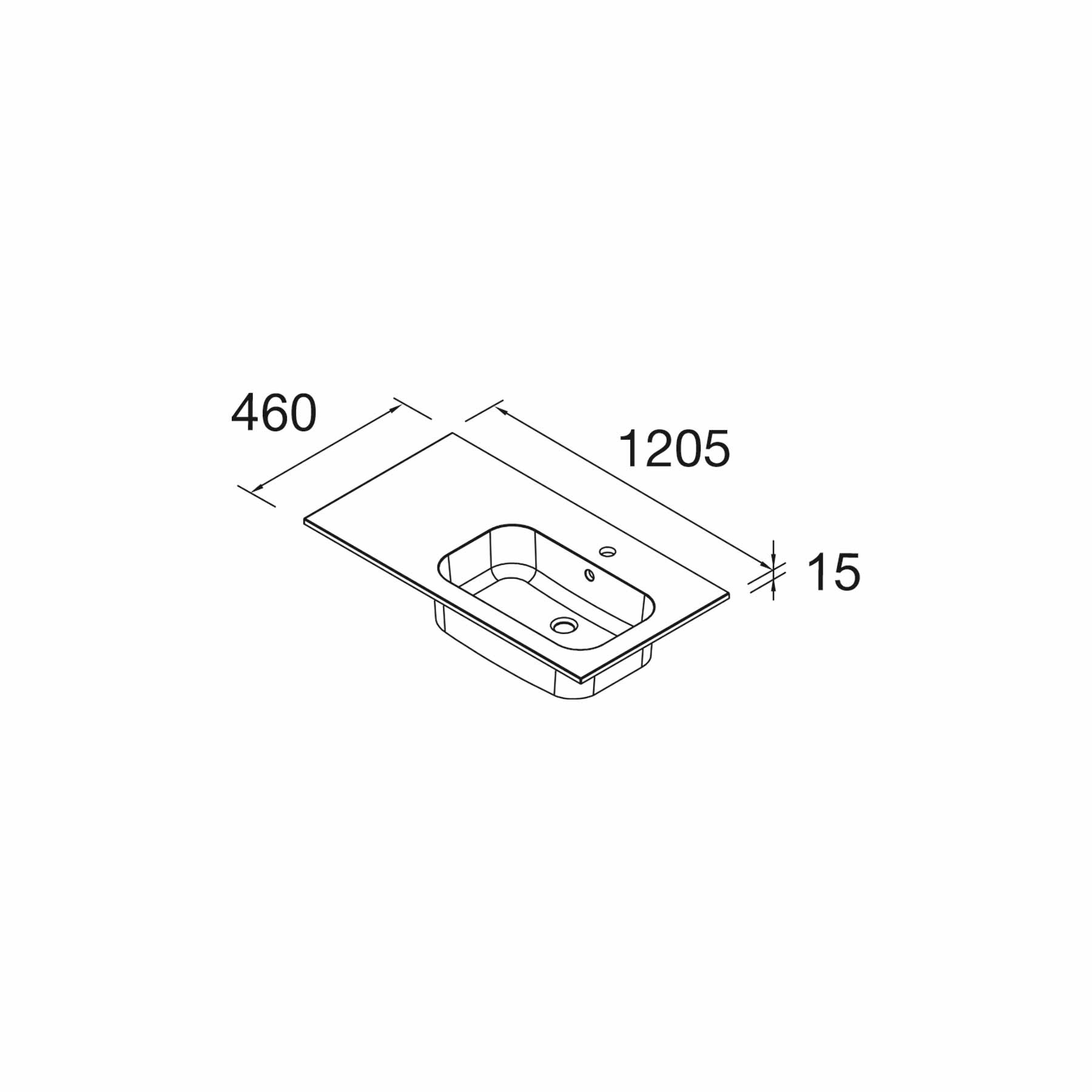 18683 SALGAR Раковина SOFIA 1205 Тумба слева MINERALMARMO 1205 x 15 x 460 мм - Вид №3