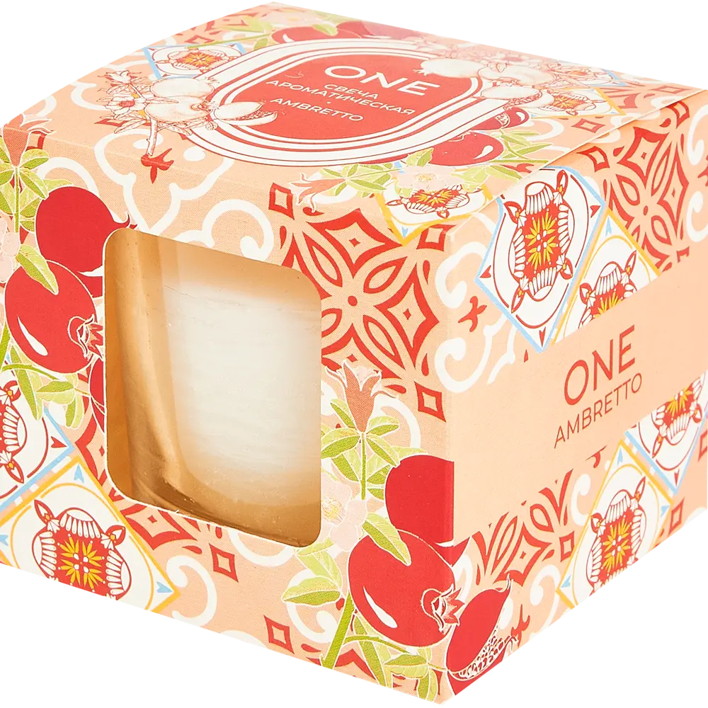 Свеча ароматическая в стакане Ambretto оранжевая 6 см AROMA HARMONY STLM-2057100