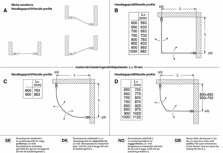 59990190 Душевой уголок IFO Space Complete с прямыми дверцами, алюминиевым профилем и прозрачным стеклом с ручкой, SPNK 900 x 900 - Вид №2