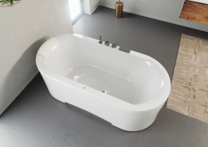 Ванна в центре овальной комнаты с джакузи