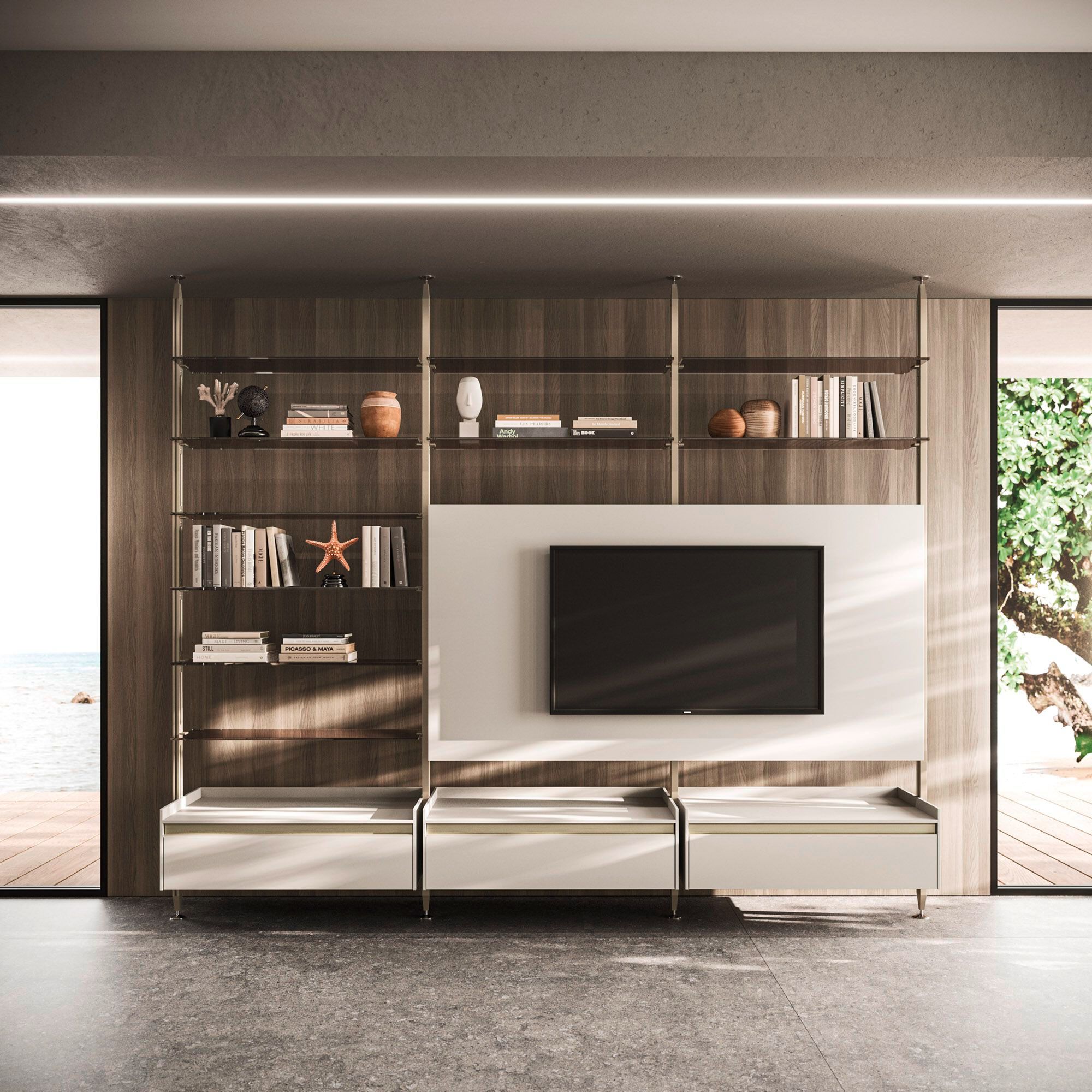 Модульный книжный шкаф из алюминия и стекла Arrital Feeling Home ARCH-00150246 - Вид №5