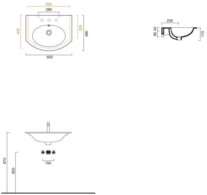 Подвесная раковина настенная овальная CERAMICA CATALANO Velis белая sun-id-1486485 - Вид №6