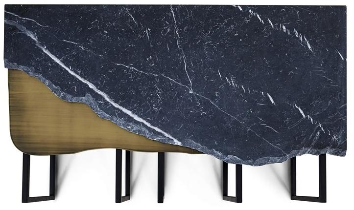 Greenapple Журнальный столик из мрамора black marquina и латуни Perfect raw G702420  - Вид №2